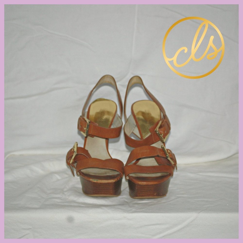 Michael Kors Luggage Brown Platform Sandals